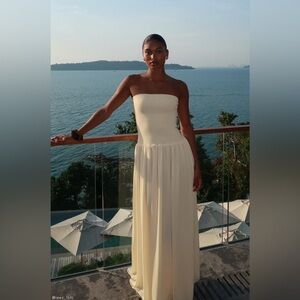 Meshki Knit And Chiffon Strapless Maxi